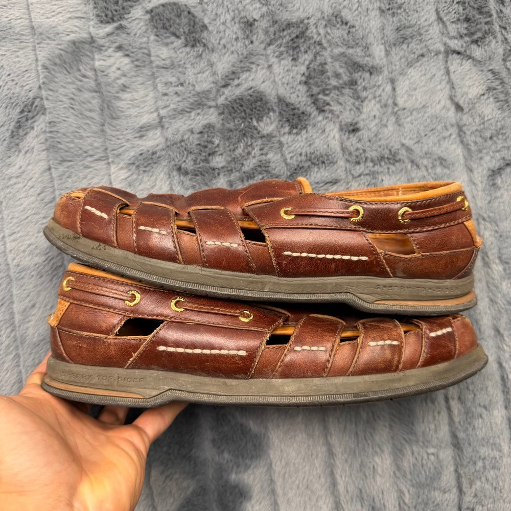 Sperry Top-Sider Mens 9M Brown Leather Fisherman Sandals Vibram Sole 0872911
